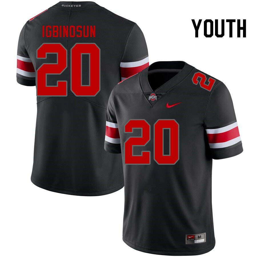 Youth #20 Davison Igbinosun Ohio State Buckeyes College Football Jerseys Stitched-Blackout